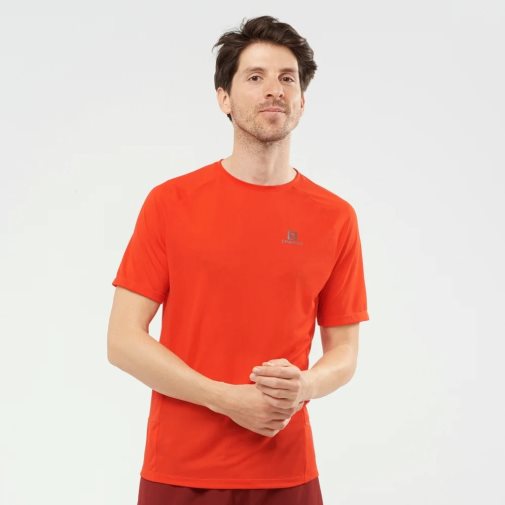 Orange Salomon Cross Rebel Short Sleeve Men's T-Shirts | IE OI2463